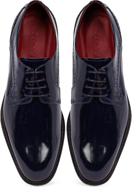 Erkek Lacivert Bağcıklı Rugan Deri Klasik Ayakkabı 25WFD603016