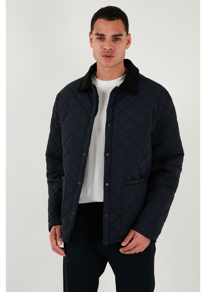 Kapitoneli Regular Fit Kadife Detaylı Mont Erkek Mont 497LEROY