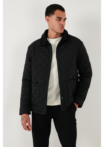 Kapitoneli Regular Fit Kadife Detaylı Mont Erkek Mont 497LEROY