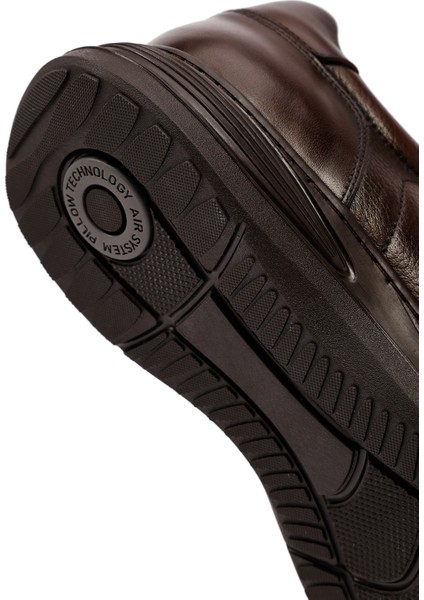 Erkek Kahverengi Bağcıklı Deri Casual Sneaker 25WFD6768FT