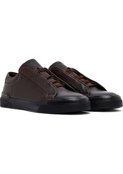 Erkek Kahverengi Bağcıklı Deri Sneaker 25WFD6211FT modelleri