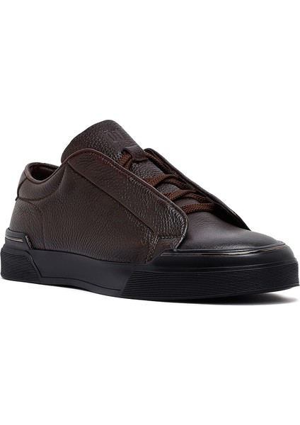 Erkek Kahverengi Bağcıklı Deri Sneaker 25WFD6211FT