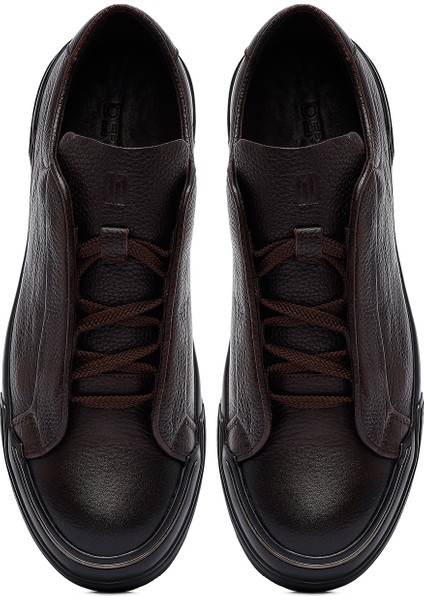 Erkek Kahverengi Bağcıklı Deri Sneaker 25WFD6211FT