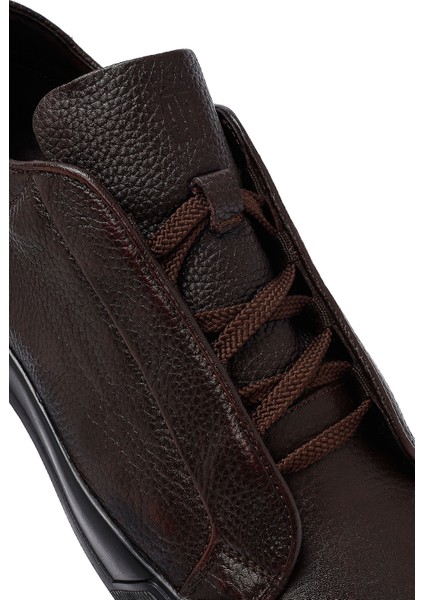 Erkek Kahverengi Bağcıklı Deri Sneaker 25WFD6211FT