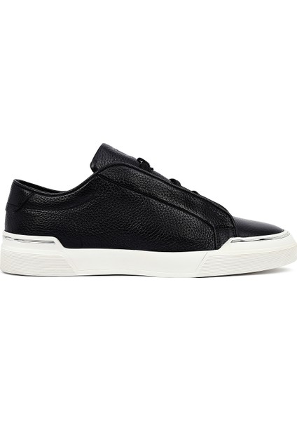 Erkek Siyah Bağcıklı Deri Sneaker 25WFD6211FT