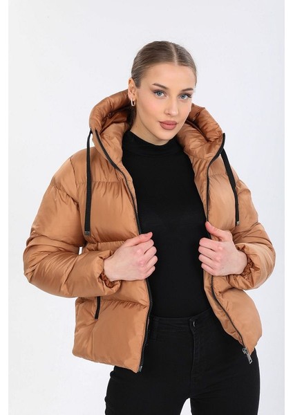 Kadın Bisküvi Kapüşonlu Şişme Mont 5009 fırsatları