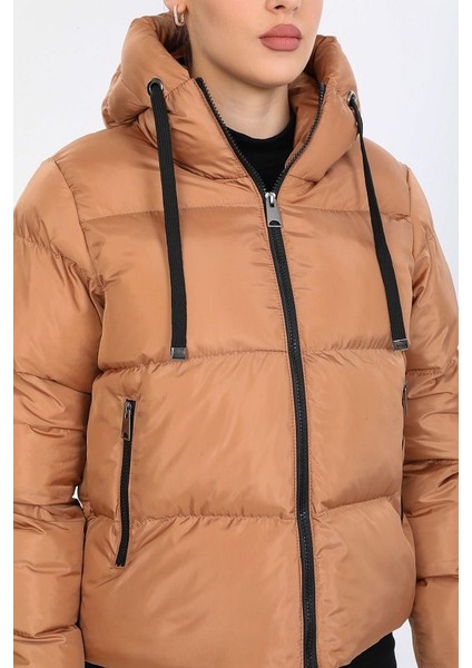 Kadın Bisküvi Kapüşonlu Şişme Mont 5009 indirimleri