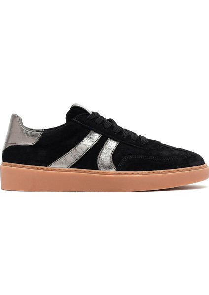 Kadın Siyah Bağcıklı Süet Deri Sneaker 25AFD370910