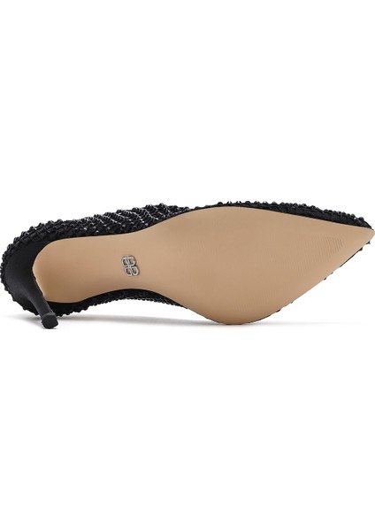 Kadın Siyah Taşlı Yüksek Ince Topuklu Deri Stiletto 25AFD1206TS indirimleri