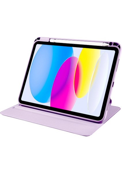 iPad 10. Nesil 11. Nesil A16 2022 - 2025 10.9" Uyumlu Kılıf Simplism 360 Dönen Yatay Dikey Standlı Kalemlikli Kılıf Arkası Şeffaf indirimleri