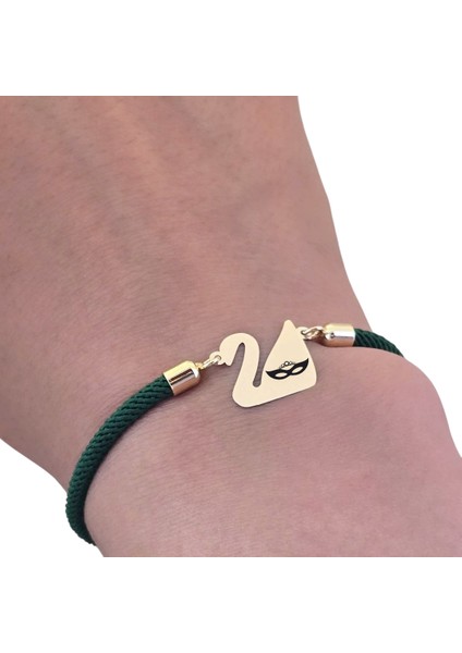 Altın Plakalı 14 Ayar Bal Maske Temalı Yeşil Örgülü Kuğu Kuşu Figürlü Hediye BILEKLIK-607SEMBOL fırsatları