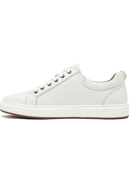 Erkek Beyaz Bağcıklı Deri Sneaker 25WFD697118 fiyatları