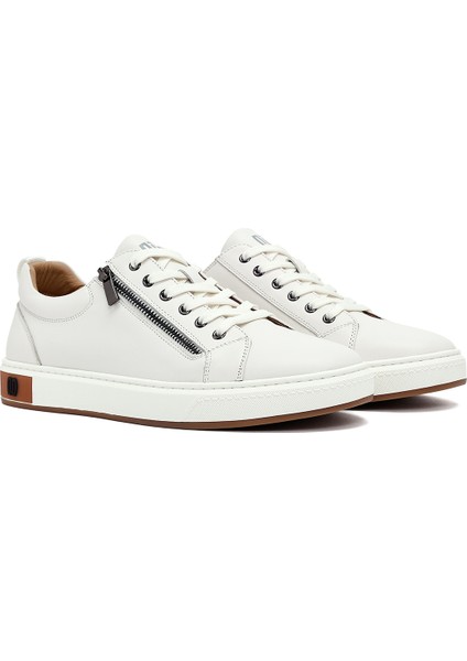 Erkek Beyaz Bağcıklı Deri Sneaker 25WFD697118 modelleri