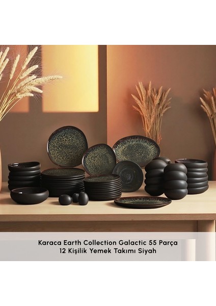 Earth Collection Galactic 55 Parça 12 Kişilik Yemek Takımı Siyah