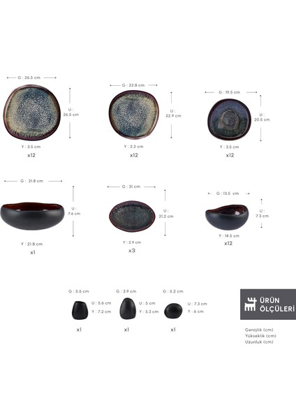 Earth Collection Galactic 55 Parça 12 Kişilik Yemek Takımı Siyah fiyatları