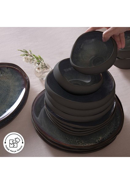 Earth Collection Galactic 55 Parça 12 Kişilik Yemek Takımı Siyah