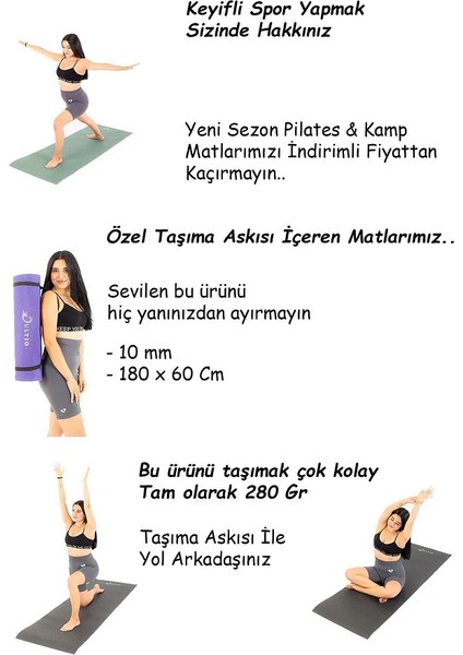 Taşıma Askılı 10 mm Pilates Minderi Kaymaz Taban Yoga Matı Isteğe Bağlı Kamp Matı