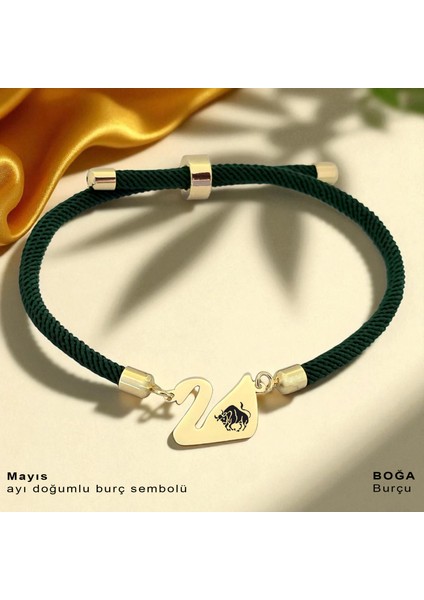 14 Ayar Plakalı Altın Boğa Burçlarına Özel Yeşil Örgülü Kuğu Kuşu Figürlü Hediye BILEKLIK-607BURÇ fiyatları