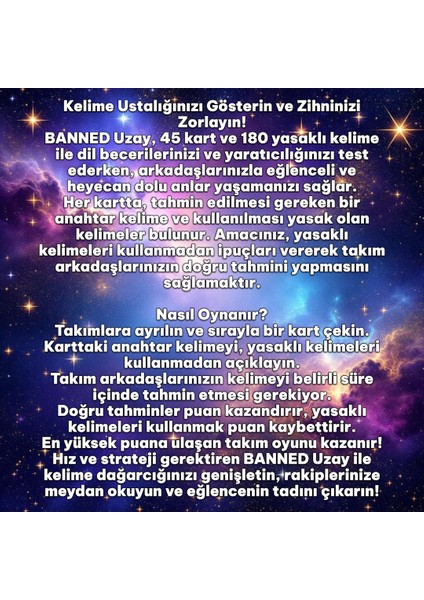 Yasaklı Kelime Oyunu Uzay modelleri