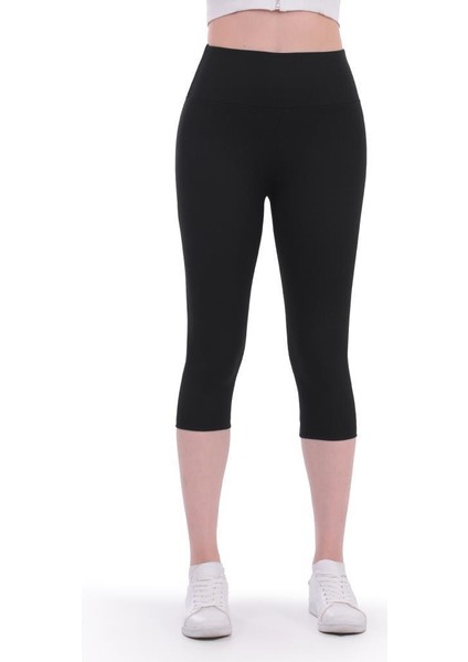 Toparlayıcı Kalın Kemerli Fitilli Kadın Kapri Tayt 4085