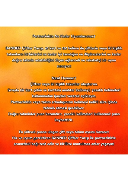 Yasaklı Kelime Oyunu Çiftler Yarışı modelleri