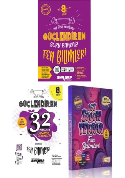 8. Sınıf Fen Bilimleri Güçlendiren Soru Bankası +32 Haftalık Kazanım Denemeleri ve 10'lu Branş Denemeleri modelleri