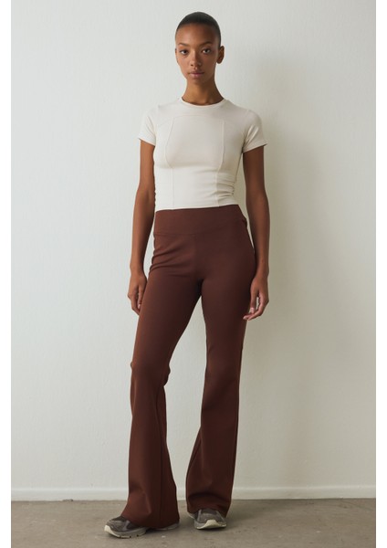Cappuccino Easy Yüksek Bel Slim Fit Ispanyol Paça Pantolon
