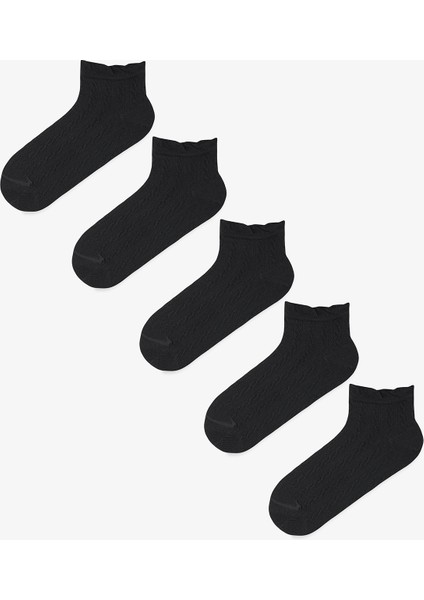 5 Çift Pamuklu Fırfırlı Patik Çorap