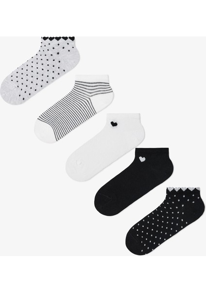 5 Çift Pamuklu Kalp Desenli Patik Çorap fiyatları