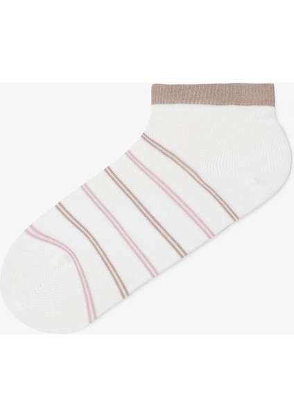 5 Çift Pamuklu Kendinden Desenli ve Çizgili Patik Çorap
