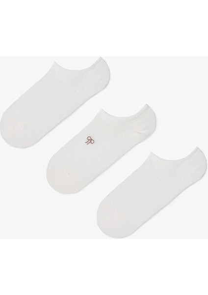 3 Çift Pamuklu Fiyonk Nakışlı Sneaker Çorap
