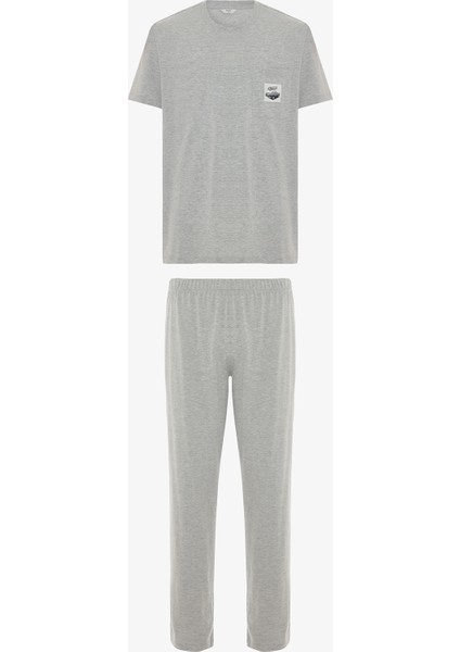 Gri Melanj Erkek Kısa Kollu Pijama Takımı