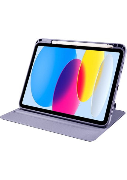 iPad 10. Nesil 11. Nesil A16 2022 - 2025 10.9" Uyumlu Kılıf Simplism 360 Dönen Yatay Dikey Standlı Kalemlikli Kılıf Arkası Şeffaf fırsatları
