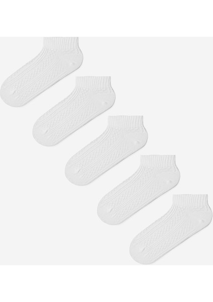 5 Çift Pamuklu Kalın Bilek Detaylı Patik Çorap