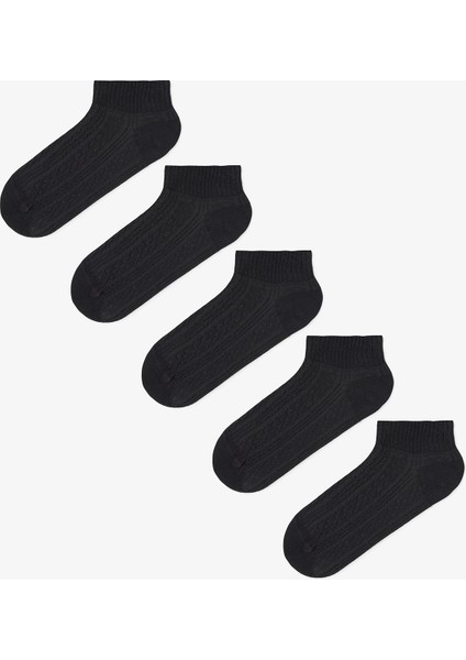 5 Çift Pamuklu Kalın Bilek Detaylı Patik Çorap