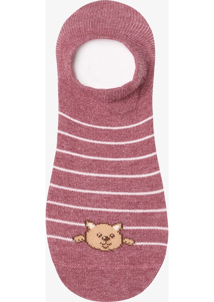 3 Çift Pamuklu Çizgili Kedicik Desenli Sneaker Çorap fiyatları