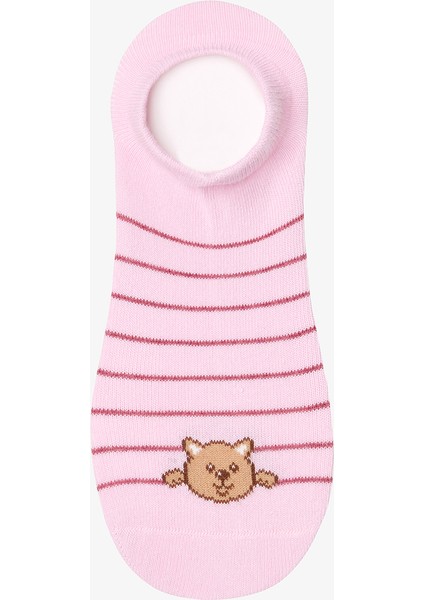 3 Çift Pamuklu Çizgili Kedicik Desenli Sneaker Çorap modelleri