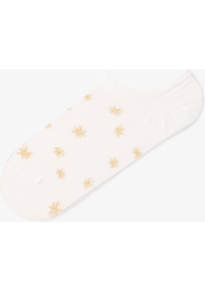 3 Çift Pamuklu Altın Yıldız Desenli Sneaker Çorap modelleri