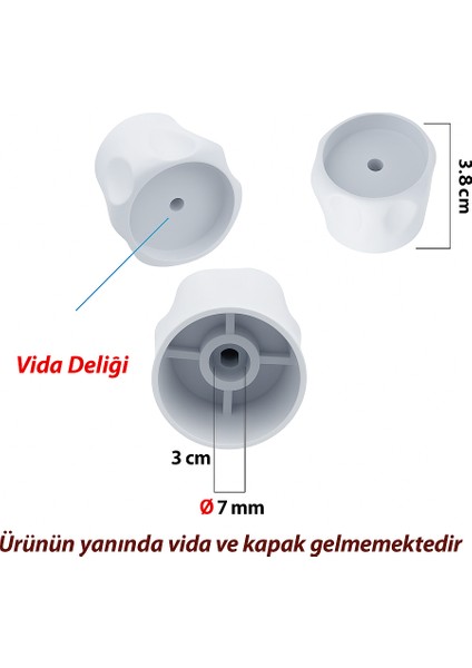 Vidalı 7 mm - 5 Adet Radyatör Vanası Başlığı - Geniş Tip Petek Vana Kapağı - Petek Musluk Kafası modelleri