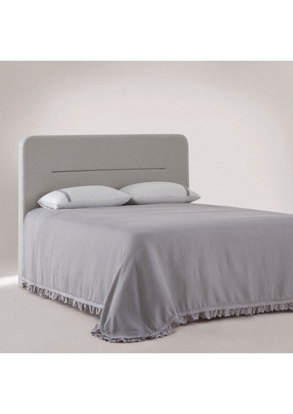 Alessa Çift Kişilik Pike Takımı %100 Organik Pamuk Jakarlı Gri 220X240 cm