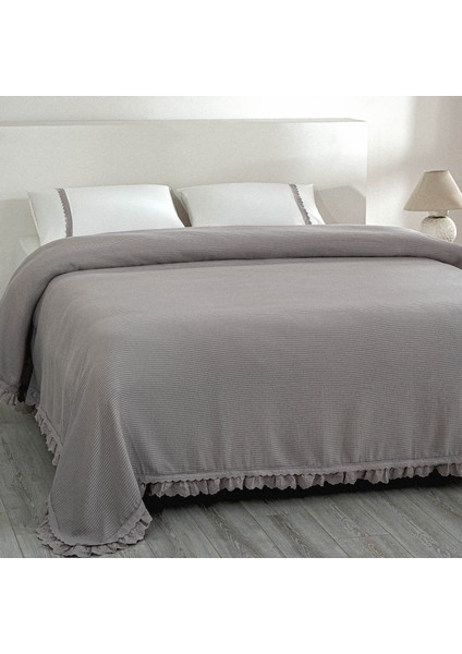 Alessa Çift Kişilik Pike Takımı %100 Organik Pamuk Jakarlı Gri 220X240 cm modelleri