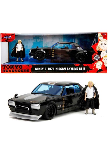 1:24 Tokyo Revengers 1971 Nissan Skyline Gt-R Die Cast Model Araba ve Mikey Figürü