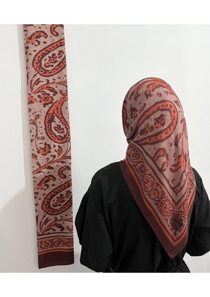 Soft Pamuk Etnik Desen Vizon Turuncu Renkeşarp