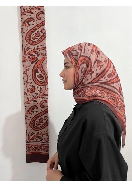 Soft Pamuk Etnik Desen Vizon Turuncu Renkeşarp modelleri