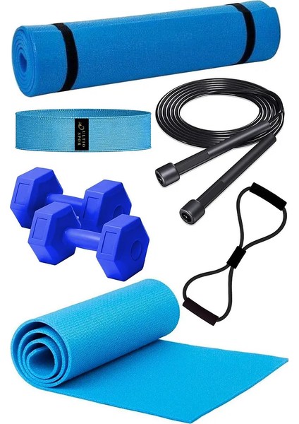 Son Kalite Pilates Seti Inanılmaz Fıyat Pilates Minderi 2 Adet Dambıl Squat Band Atlama Ipi Direnç