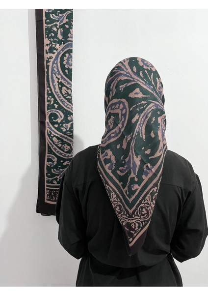 Soft Pamuk Etnik Desen Zümrüt Renk Eşarp