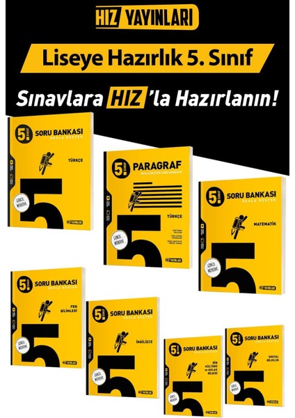 5.sınıf Tüm Dersler Soru Bankası Seti Güncel Baskı 7 Kitap Hız Ya