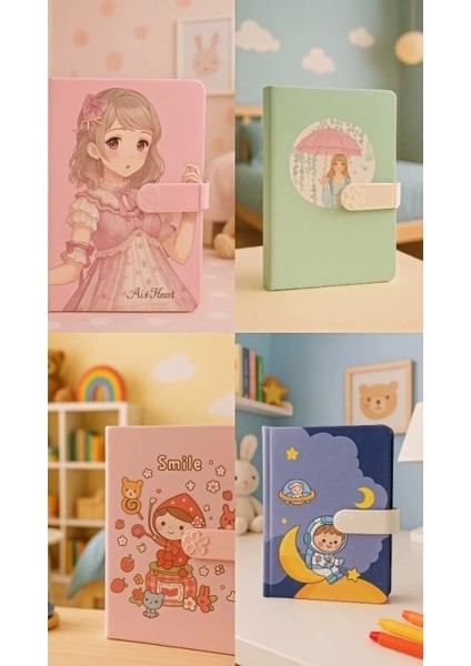 Çocuk Kilitli Resimli Anı Defteri 100 Yaprak Ithal Ürün Prenses indirimleri