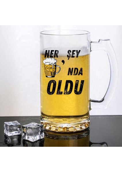 "her Şey Biranda Oldu Tasarım Bira Bardağı – Mizahi Hediyelik Cam Bira Bardağı"