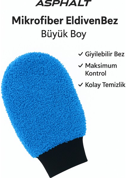 Mavi Mikrofiber Eldiven Bez Oto Yıkama Bezi